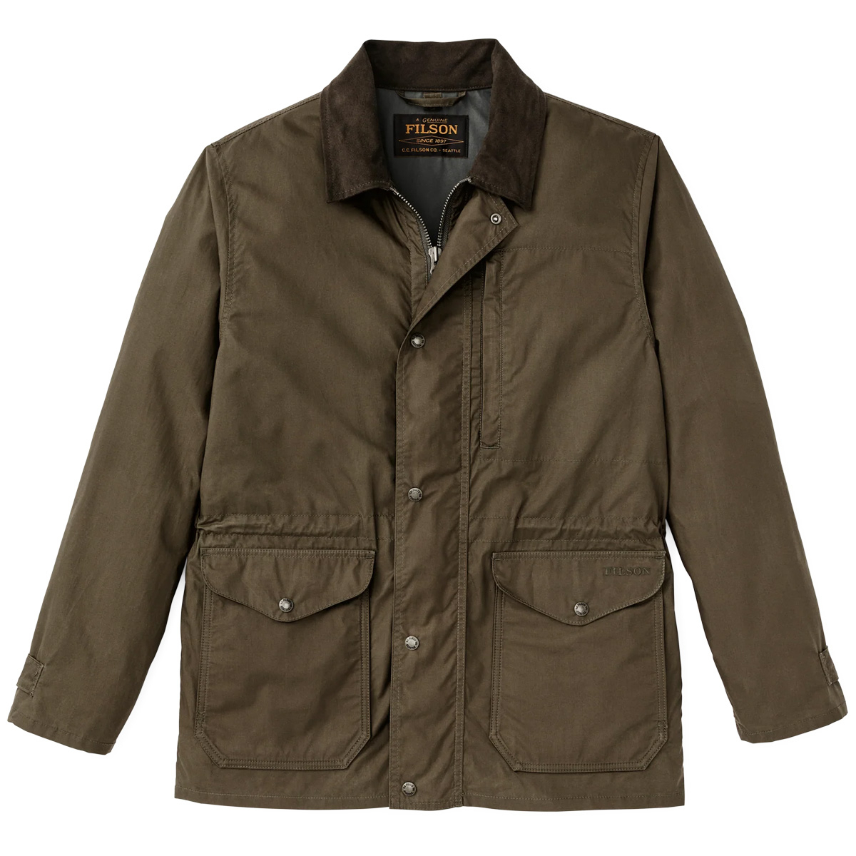 Filson Dry Wax Mile Marker Coat Burnt Olive