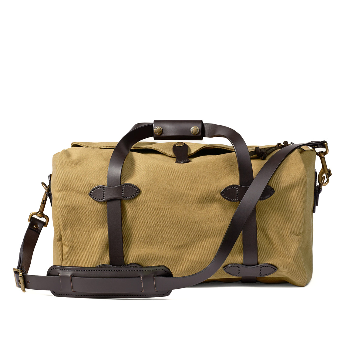 Tan top duffle bag