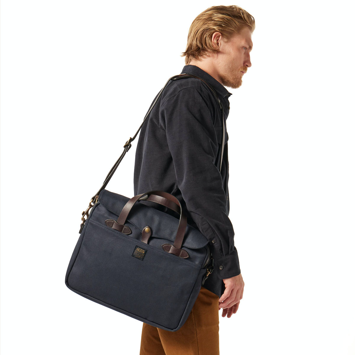 Filson Rugged Twill Original Briefcase Navy, stoere tas met stijl