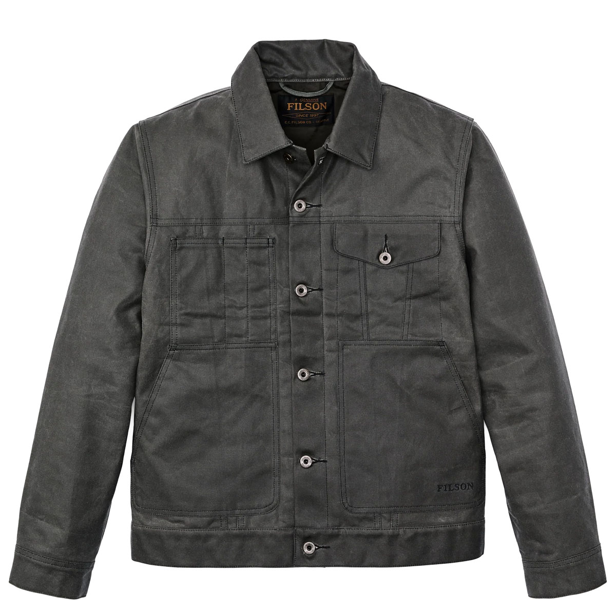 Filson Tin Cloth Short Lined Cruiser Jacket Castor Gray