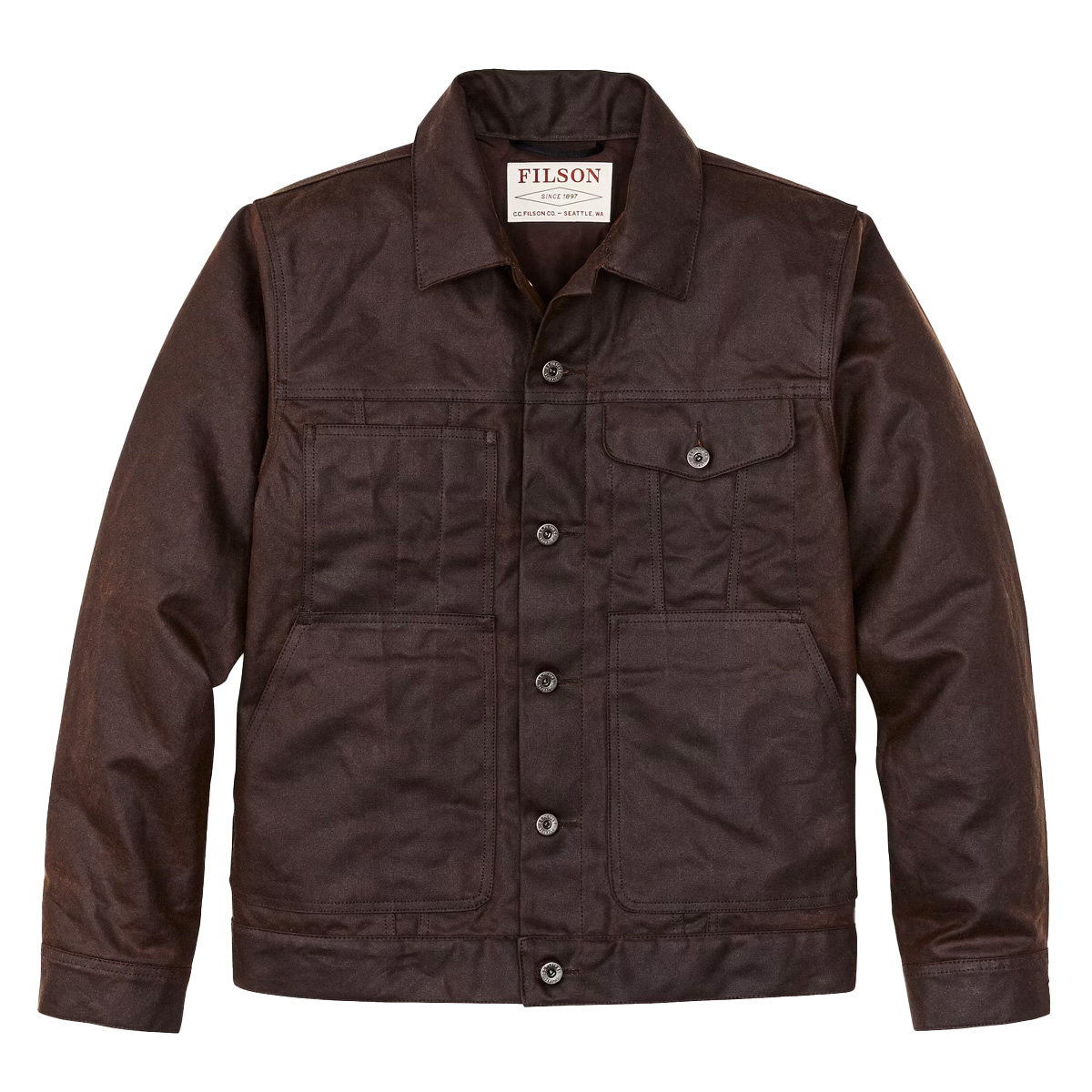 Filson Tin Cloth Short Lined Cruiser Jacket Dark Brown