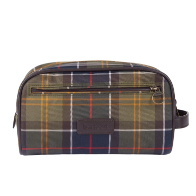 Barbour Leather Wash Bag Dark Brown