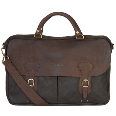 Barbour Wax Leather Briefcase Navy