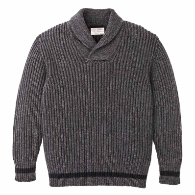 Filson Bristol Shawl Neck Sweater Grey Heather/Dark Charcoal front
