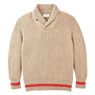 Filson Bristol Shawl Neck Sweater Grey Heather/Dark Charcoal front