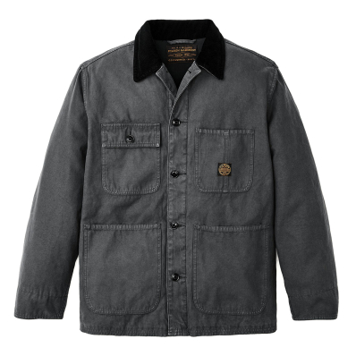 Filson Chore Coat Faded Black with four front pockets