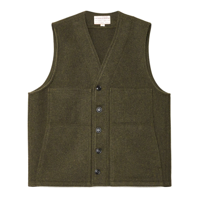 Filson Mackinaw Wool Vest Forest Green front