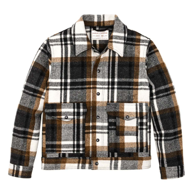 Filson Mackinaw Wool Work Jacket Pine Black Plaid front