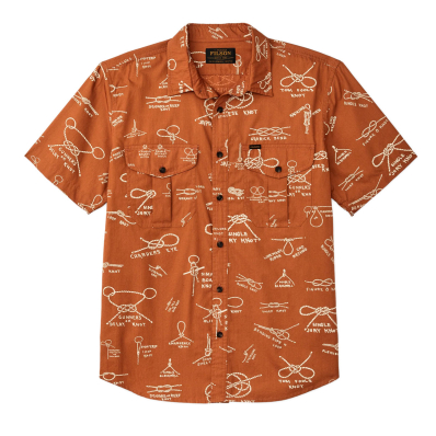 Filson Washed Short Sleeve Cloth Shirt Bourbon/Knots front