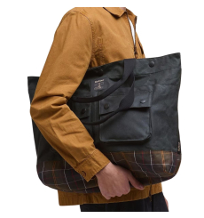 Barbour Wax Leather Briefcase Navy