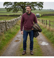 Barbour Holden Half Zip Lambswool Sweater Navy