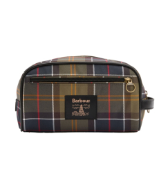 Barbour Leather Wash Bag Dark Brown