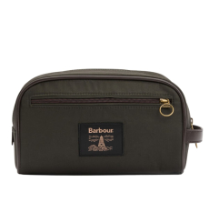 Barbour Leather Wash Bag Dark Brown