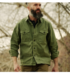 Filson Reverse Sateen Jac Shirt Fatigue Green front