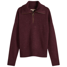 Barbour Lavensdale Half Zip Knitted Jumper Black Cherry