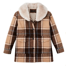 Filson Women's Lined Wool Packer Coat Cream/Brown/Multi 