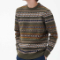 Barbour Case Fair Isle Crew Neck Sweater Willow Green wearing front