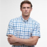 Barbour Glover Short Sleeve Linen Blend Regular Fit Shirt Navy front close-up