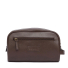 Barbour Leather Wash Bag Dark Brown front