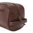 Barbour Leather Wash Bag Dark Brown Handle for easy carrying / hanging