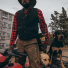 Filson Alaskan Guide Shirt Red Black with dogs on a quad