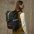Filson All-Weather Backpack Black/Covert wearing on back side