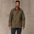 Filson Dry Wax Mile Marker Coat Burnt Olive wearing front