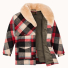 Filson Lined Mackinaw Wool Packer Coat Loden Red/Cream/Blue Plaid front-open
