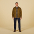 Filson Lined Tin Cloth Cruiser Jacket Dark Tan wearing