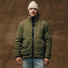 Filson Reversible Pile Fleece Jacket Dark Olive Drab wearing front
