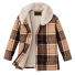 Filson Women's Lined Wool Packer Coat Cream/Brown/Multi front open