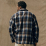 Filson Wool Jac-Shirt Brown/Light Blue Multi Plaid wearing back