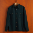 Portuguese Flannel Wool Field Overshirt Green front with background