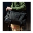 Topo Designs Commuter Briefcase Ballistic/Black Leather on shoulder