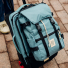 Topo Designs Rover Pack Classic Sea Pine attached on Global Travel Bag Roller