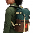 Topo Designs Rover Pack Classic Forest/Cocoa carrying on back women close-up