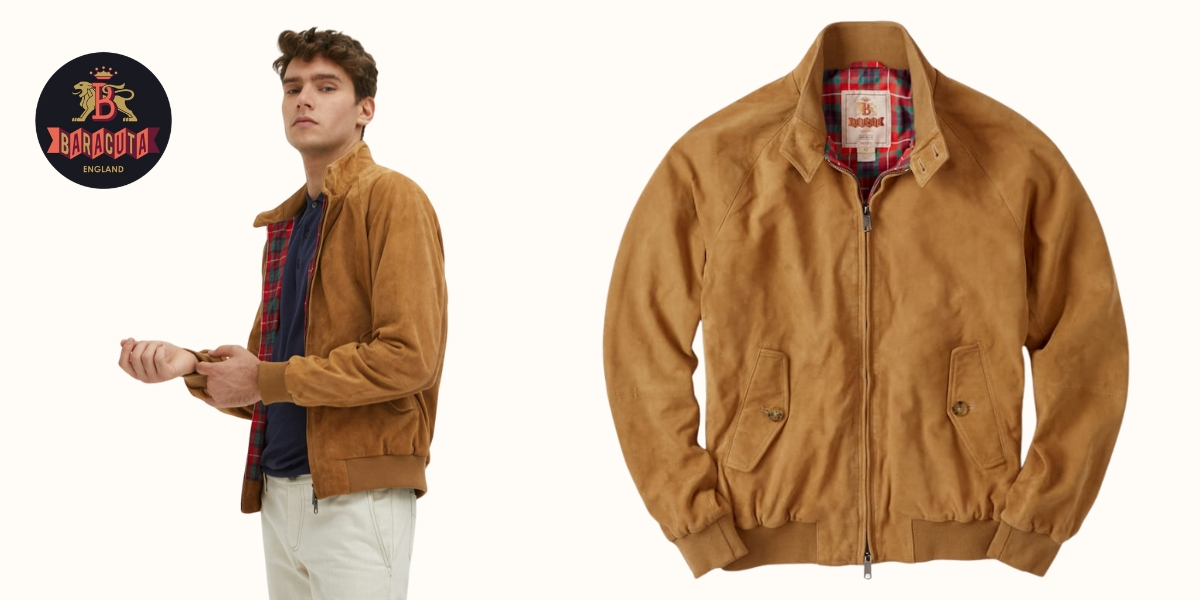 Baracuta G9 Suede Jacket Tobacco, klassieke stijlvolle jas