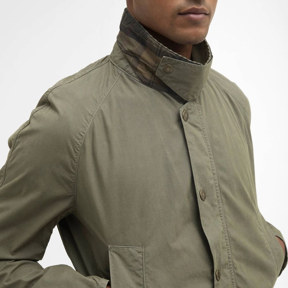 Barbour Ashby casual Jacket Dusty Olive, corduroy collar, can be worn open and closed Barbour Ashby casual Jacket Dusty Olive, corduroy collar, can be worn open and closed