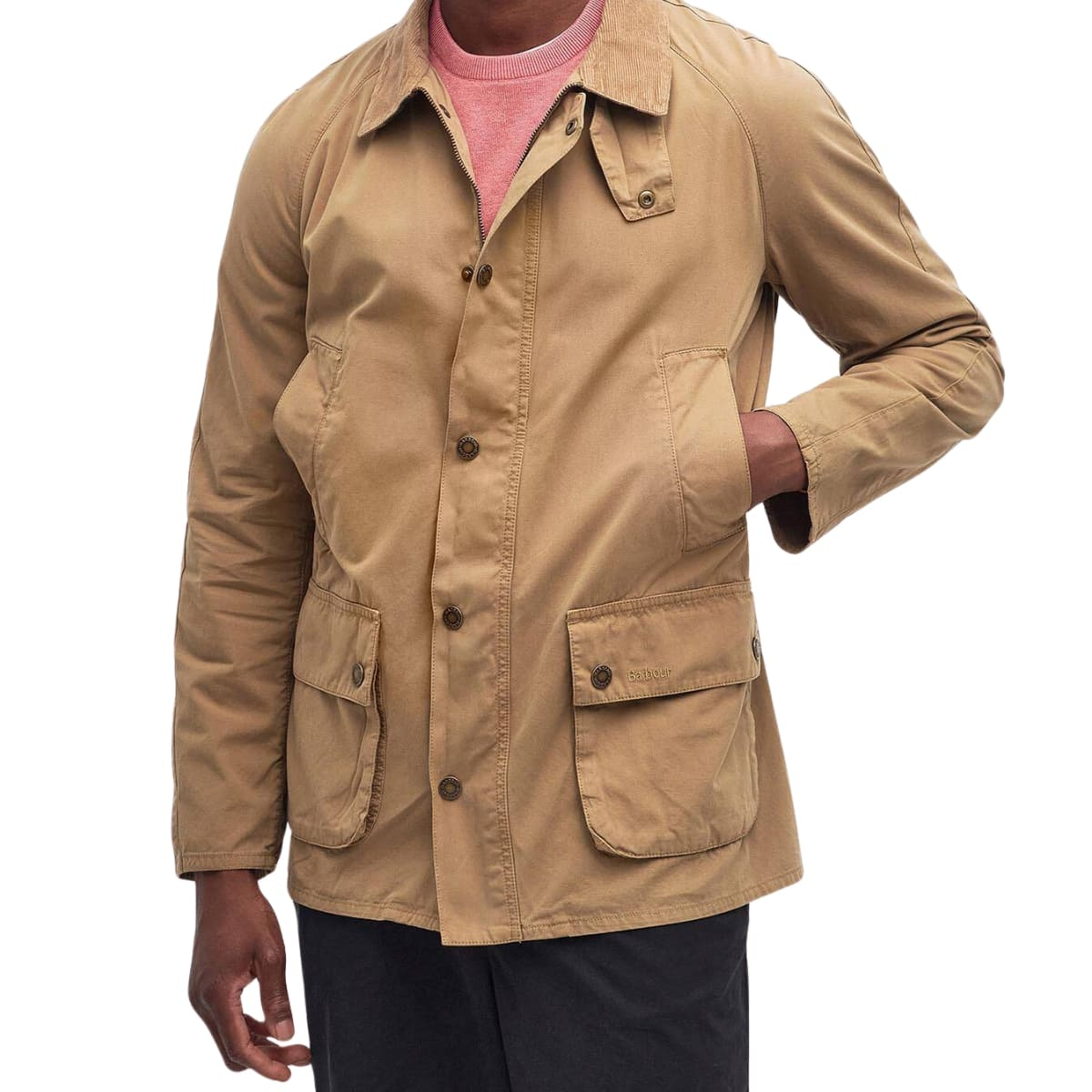 Barbour Ashby casual Jacket Stone, corduroy collar, can be worn open and closed Barbour Ashby casual Jacket Stone, corduroy collar, can be worn open and closed