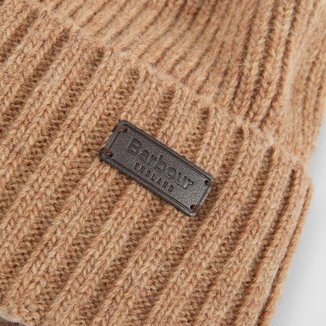 Barbour Carlton Beanie Hat Military Brown, woolmix beanie with fleece