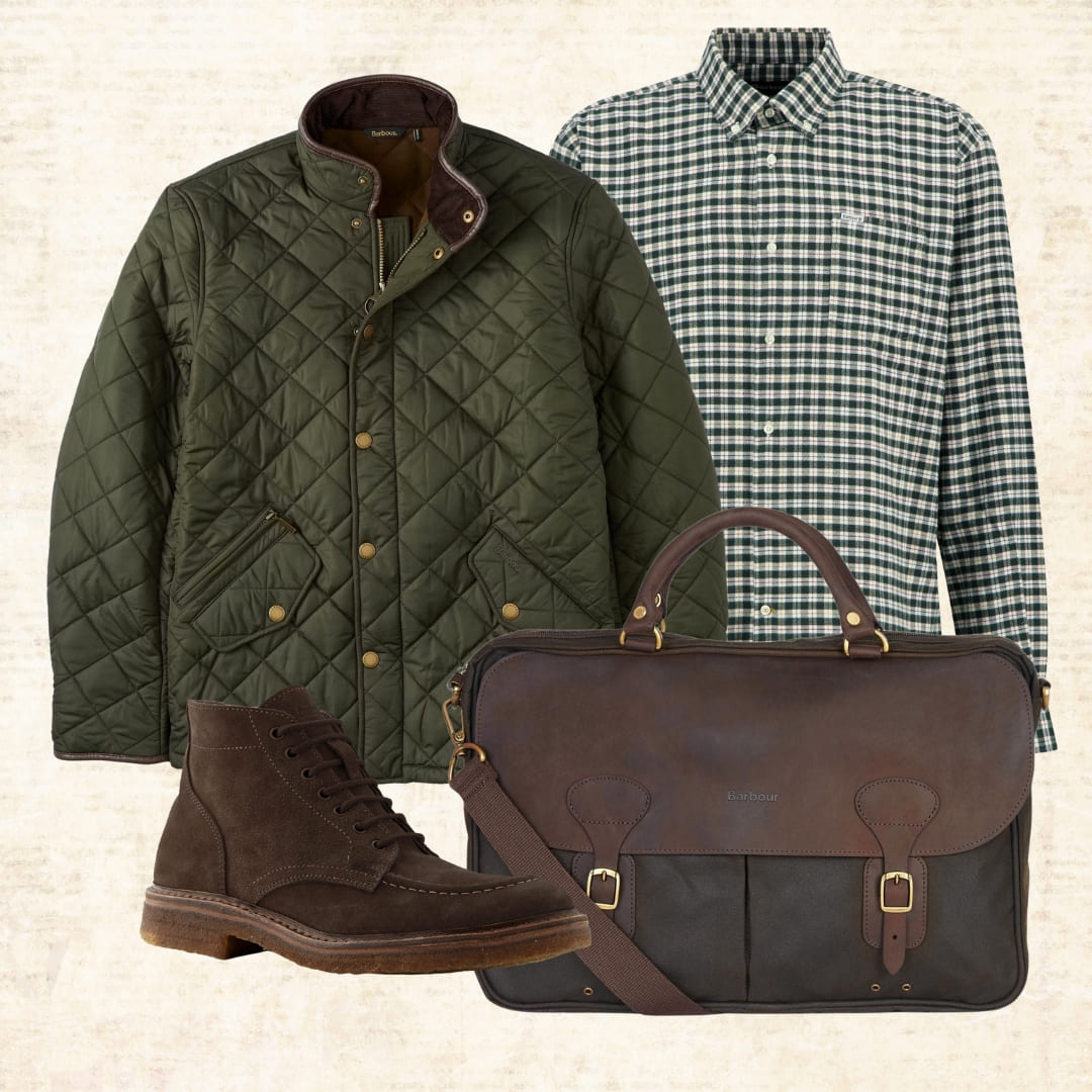 Barbour Colderham Regular Checked Shirt Forest, een winteroverhemd van zacht, geruwd katoen.