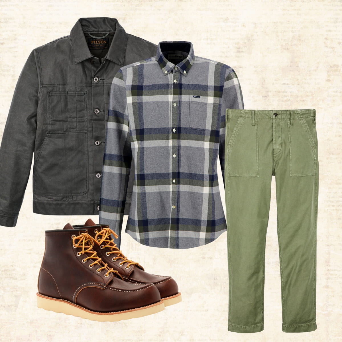 Barbour Folley Tailored Checked Shirt Light Grey Marl, een wintershirt perfect te combineren met Filson jas en Red Wing schoenen