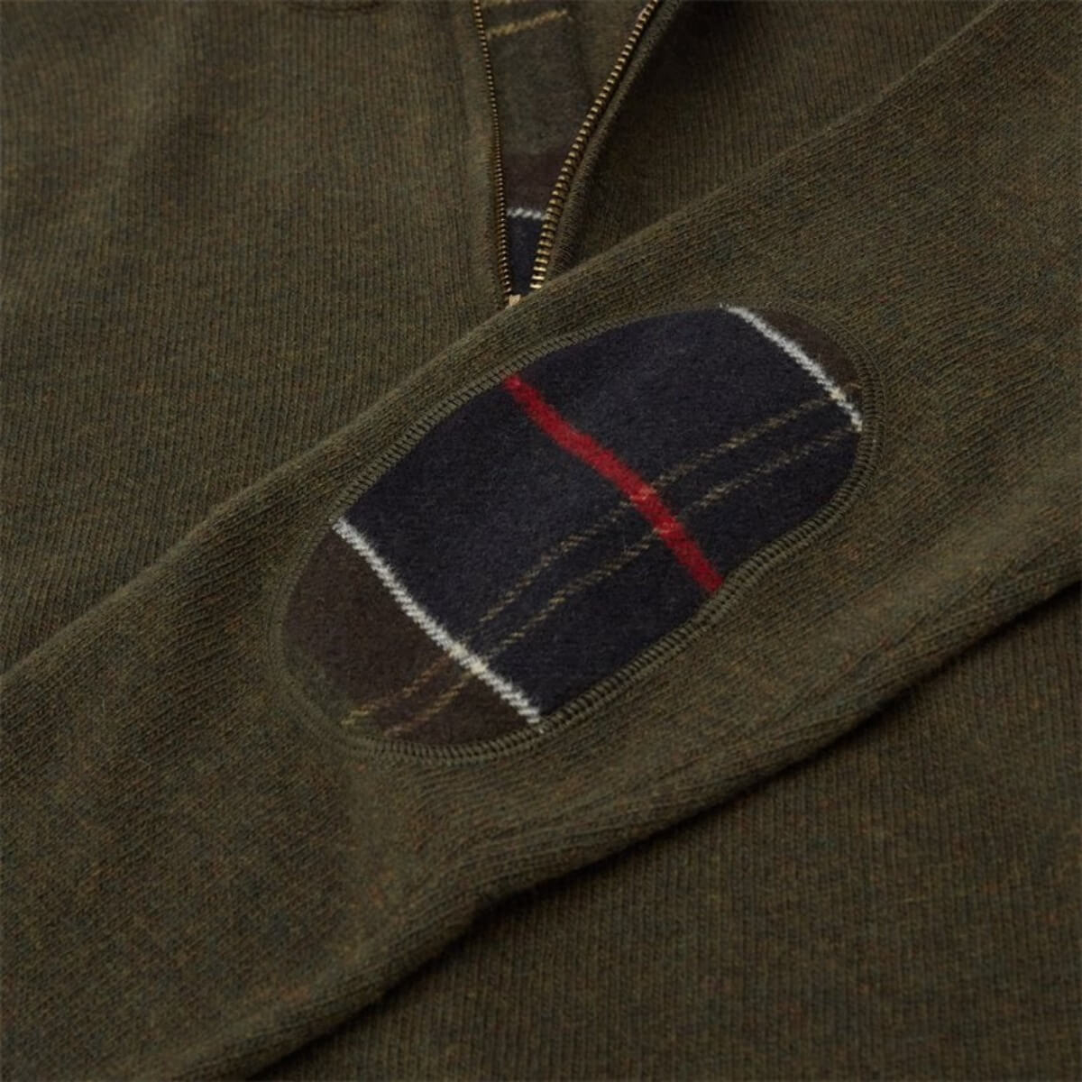 Barbour Holden Half Zip Lambswool Sweater Olive Marl, trui gemaakt van hoogwaardige lamswol