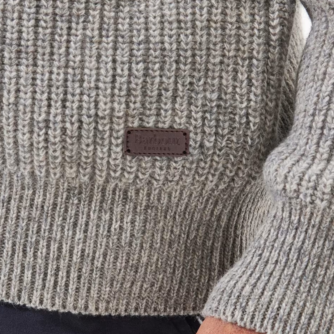 Barbour Horseford Crew Neck Jumper Stone, sweater gemaakt van premium lamswol