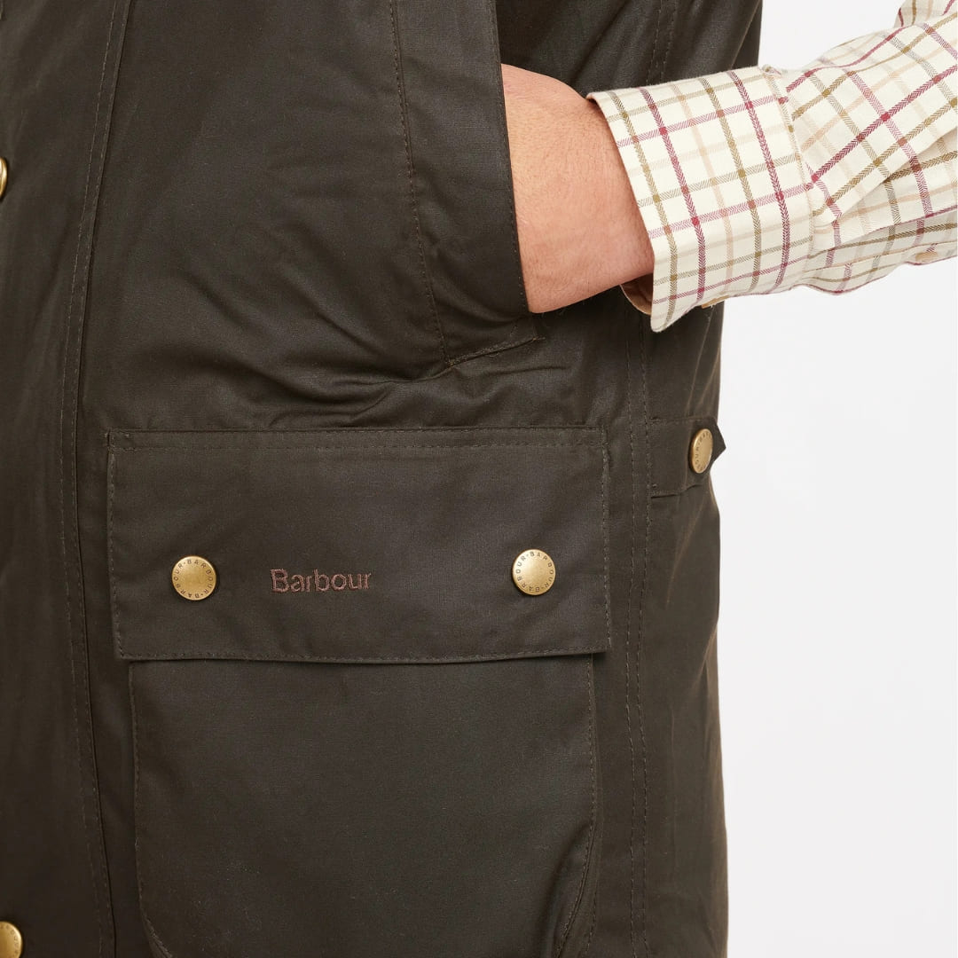 Barbour Westmorland Wax Bodywarmer Olive, Stijlvolle outdoor wax gilet.