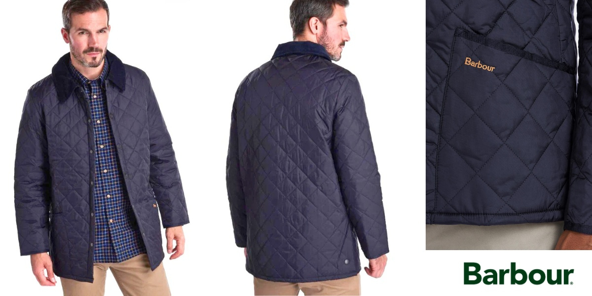 Barbour Heritage Liddesdale Quilted Jacket Navy, Stylish outdoor jacket.