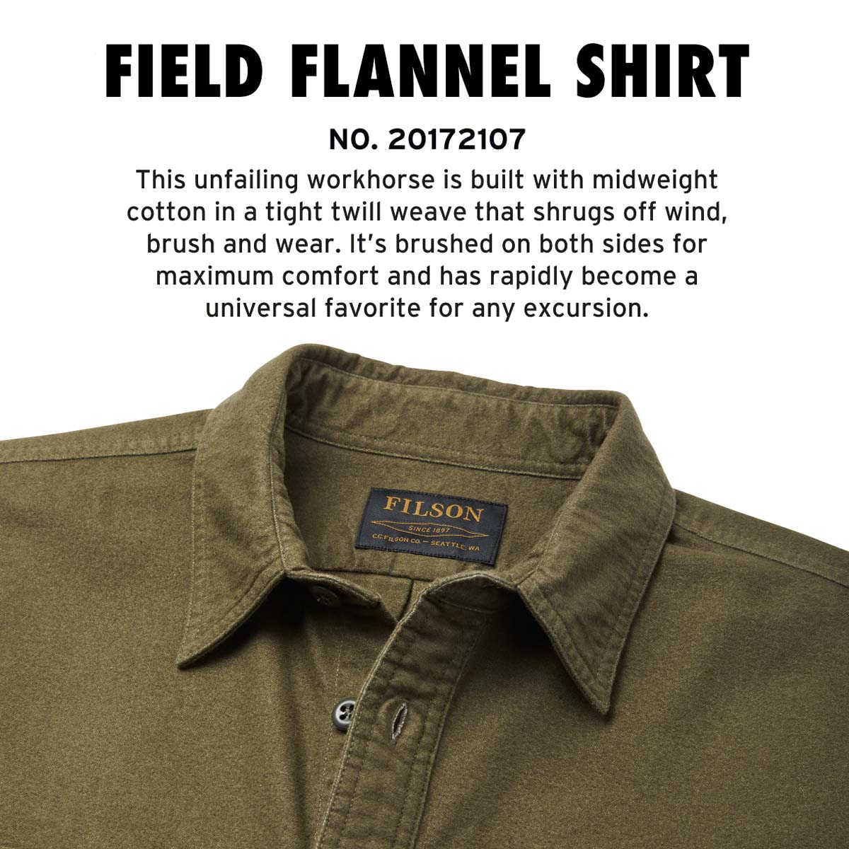 Filson Field Flannel Shirt Otter Green, iconisch shirt in de maak