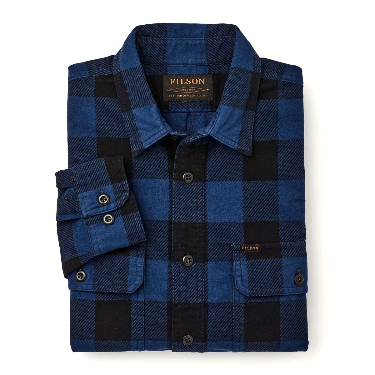Filson Field Flannel Shirt Cobalt Black Buffalo, Comfortabel en even zacht als sterk