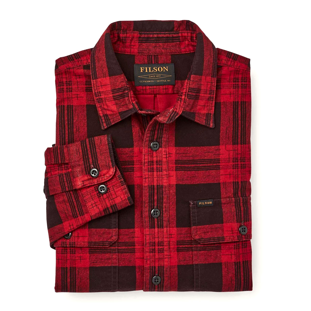Filson Field Flannel Shirt Red Bark Plaid, Comfortabel en even zacht als sterk