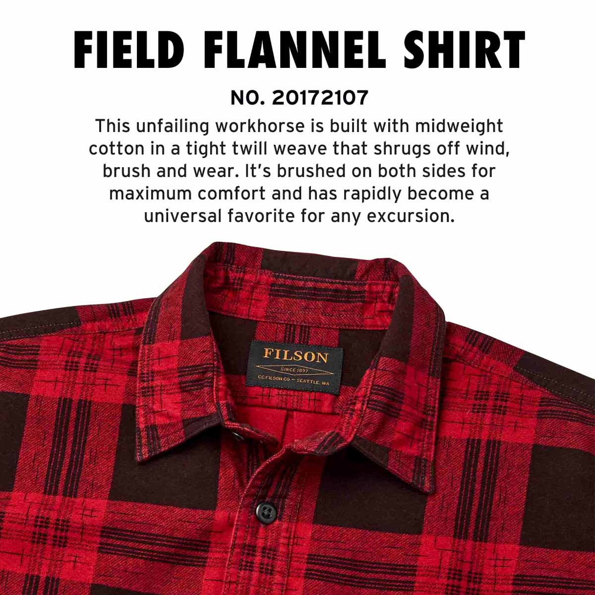 Filson Field Flannel Shirt Red Bark Plaid, iconisch shirt in de maak